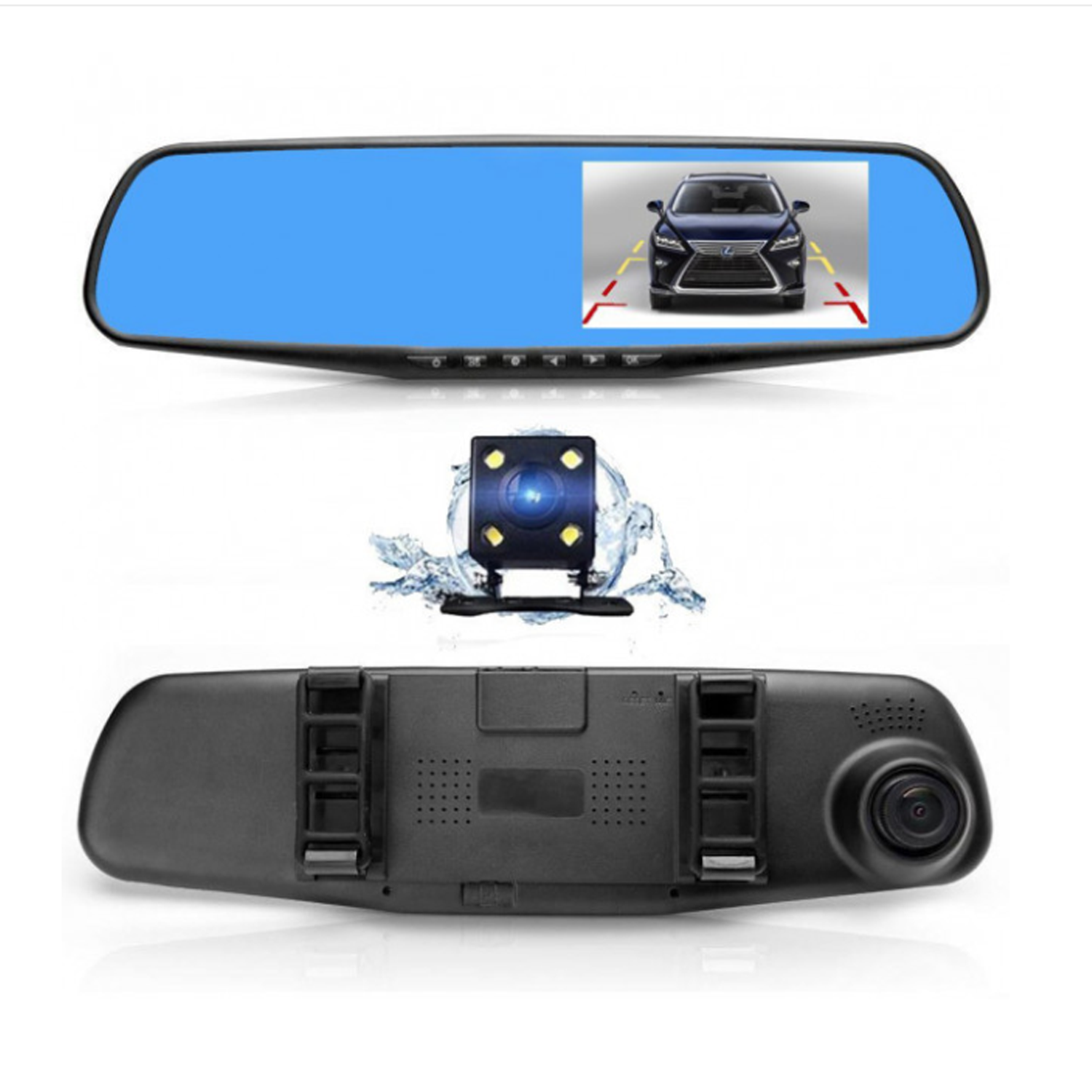 Автомобильный видеорегистратор зеркало с двумя камерами DVR 138W П