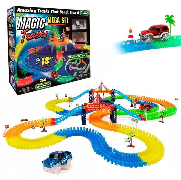 Гнучкий трек Magic Tracks 360 деталей 2 машинки, що світиться.П